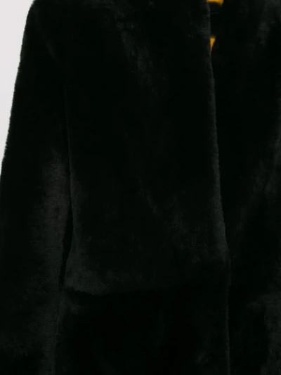 Shop Yves Salomon Shearling Button Coat In Black