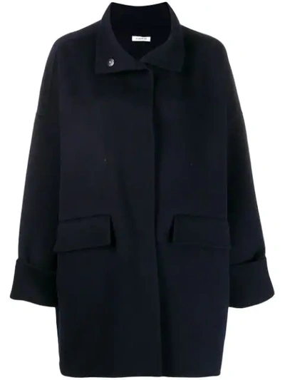 Shop P.a.r.o.s.h Oversized Short Coat In Blue
