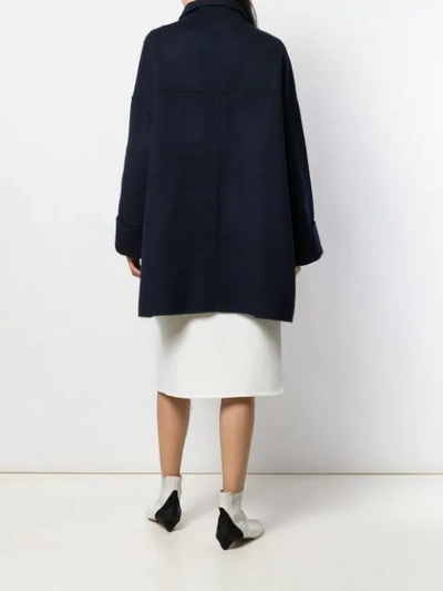 Shop P.a.r.o.s.h Oversized Short Coat In Blue