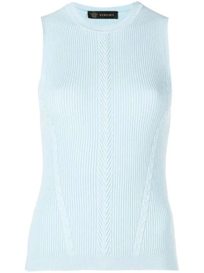 Shop Versace Ribbed Knit Top - Blue