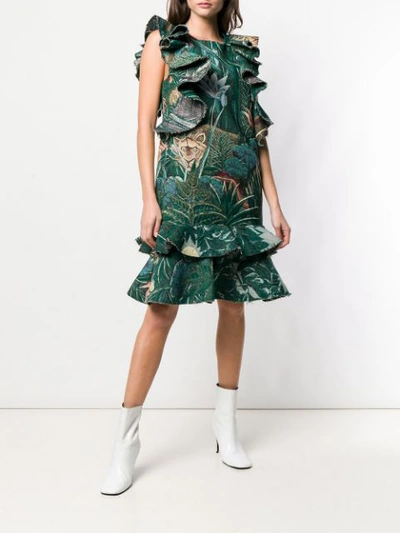 Shop Kenzo Ruffled Jacquard Dress - Green