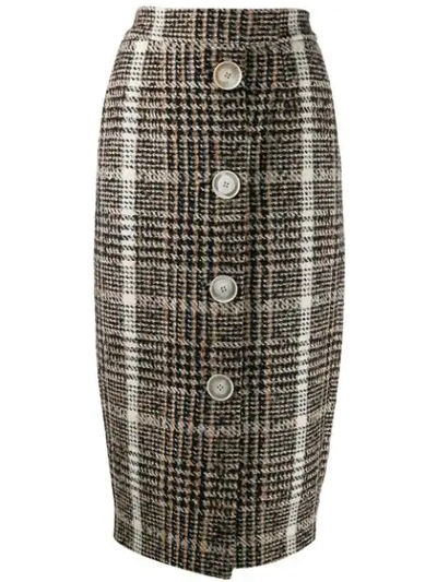 Shop Carmen March Checked Pencil Skirt In Neutrals