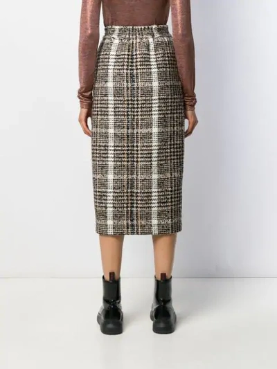 Shop Carmen March Checked Pencil Skirt In Neutrals