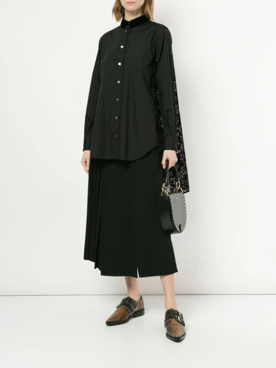 Shop Sacai Laced Back Shirt In Black