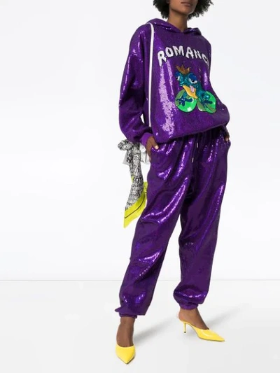 Shop Ashish 'romance' Kapuzenpullover Mit Pailletten In Purple