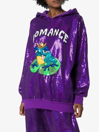 ASHISH ROMANCE SEQUIN EMBELLISHED HOODIE - 紫色