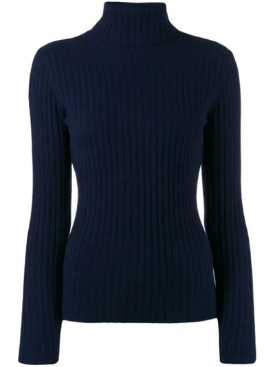 Shop Allude Ribbed Sweatshirt In Blue