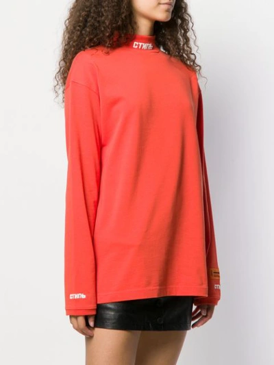 Shop Heron Preston Stand Up Collar Embroidered Logo Jumper In Red
