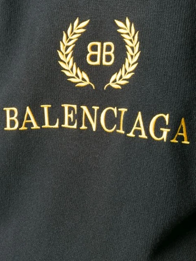 Shop Balenciaga Logo Embroidered Turtleneck Sweater In Black