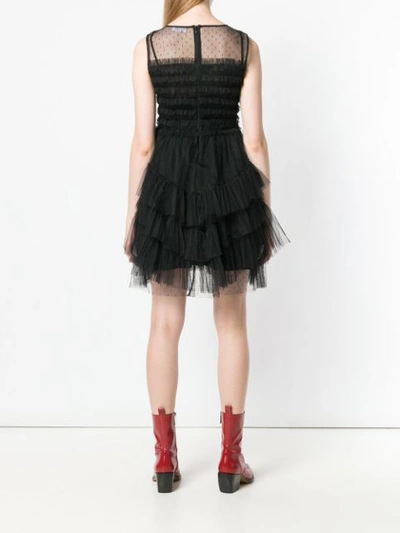 Shop Red Valentino Ruffled Tulle Dress In Black