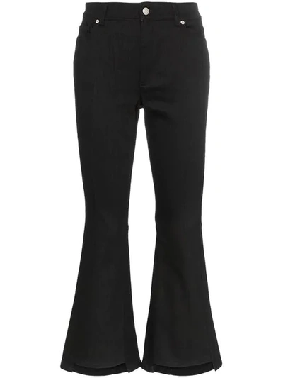 ALEXANDER MCQUEEN MID-RISE KICK FLARE CROPPED JEANS - 黑色