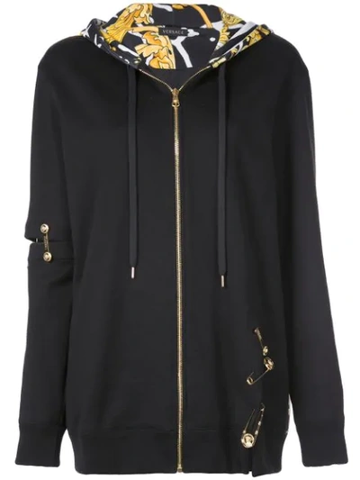 VERSACE MEDUSA SAFETY PIN HOODIE - 黑色