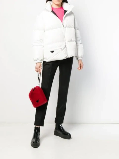 Shop Prada Puffer Jacket In F0964 Bianco + Nero