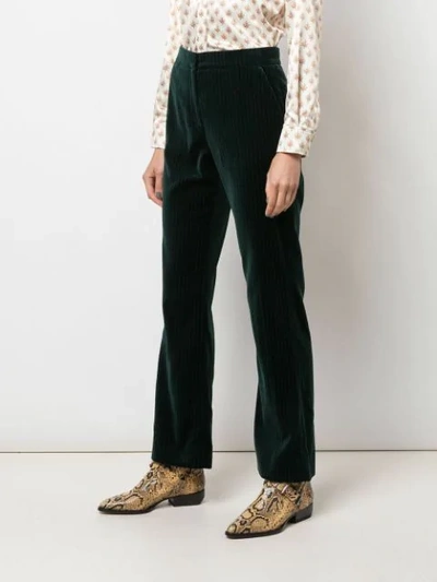 Shop Alexa Chung Tailored Velvet Trousers In Green