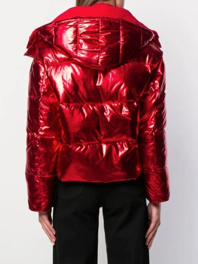 Shop P.a.r.o.s.h High-shine Puffer Jacket In Red