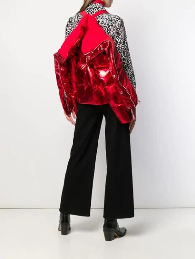 Shop P.a.r.o.s.h High-shine Puffer Jacket In Red