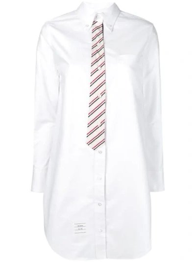 Shop Thom Browne Oxford Tie Effect Shirt Dress In White