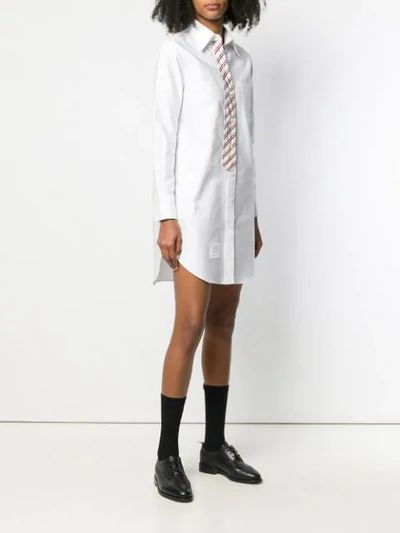 Shop Thom Browne Oxford Tie Effect Shirt Dress In White