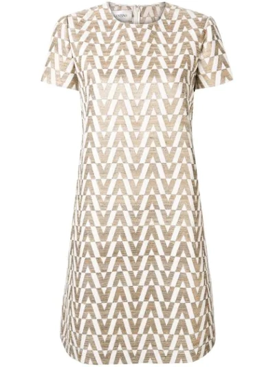 Shop Valentino Optical Shift Dress In O06 Nude Gold