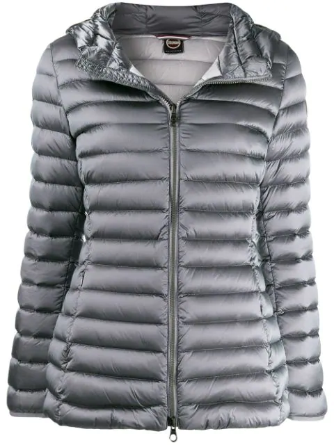 grey hooded puffer jacket