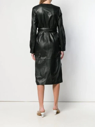 Shop Karl Lagerfeld Leather Midi Dress In Black