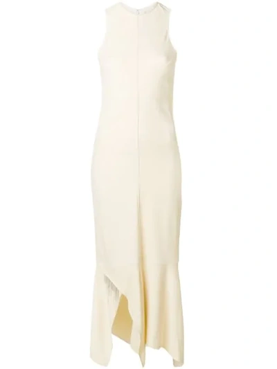 Shop Victoria Beckham Asymmetric Fitted Dress In Neutrals