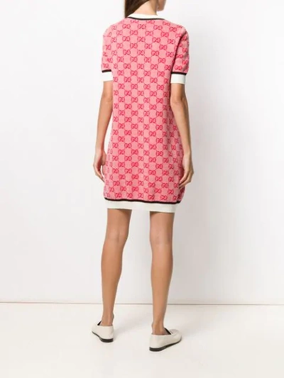 Shop Gucci Gg Knit Mini Dress In 6397 Red Ivory