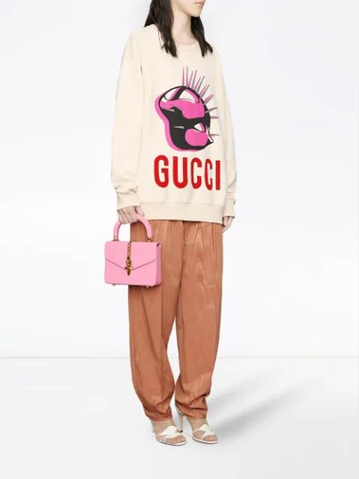 Shop Gucci Manifesto Oversized Sweatshirt In White