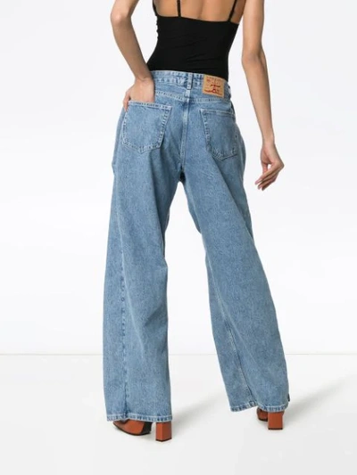 Y / PROJECT WIDE LEG EXTENDED WAISTBAND JEANS - 蓝色