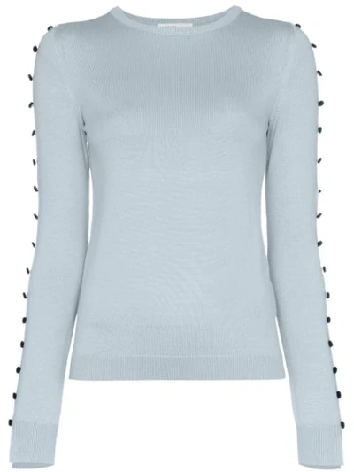 Shop Adeam Button Arm Cashmere Sweater - Blue