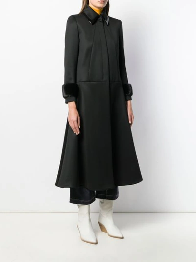 Shop Fendi Shirt Collar Coat In Black