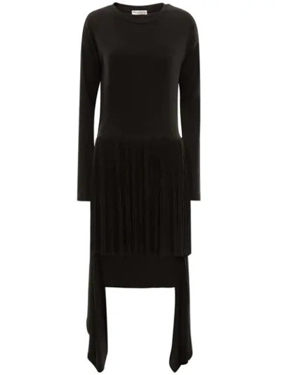 Shop Jw Anderson A-line Pleated Jersey Dress In Black