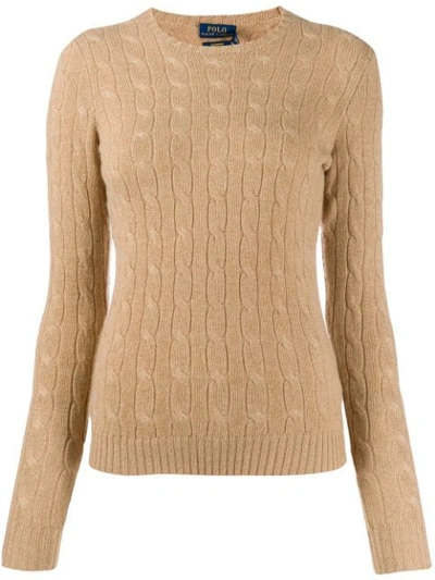 Shop Polo Ralph Lauren Fitted Cable-knit Sweater In Brown