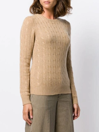 Shop Polo Ralph Lauren Fitted Cable-knit Sweater In Brown