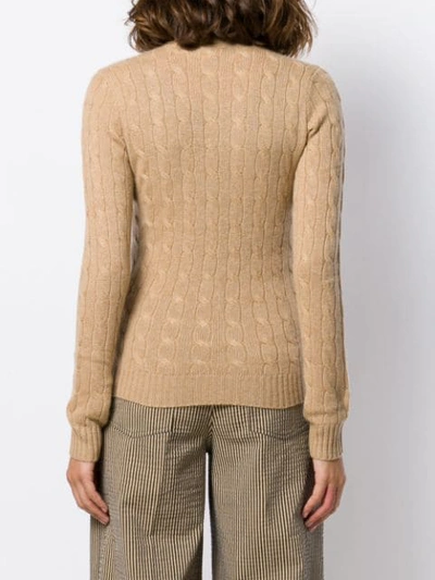Shop Polo Ralph Lauren Fitted Cable-knit Sweater In Brown