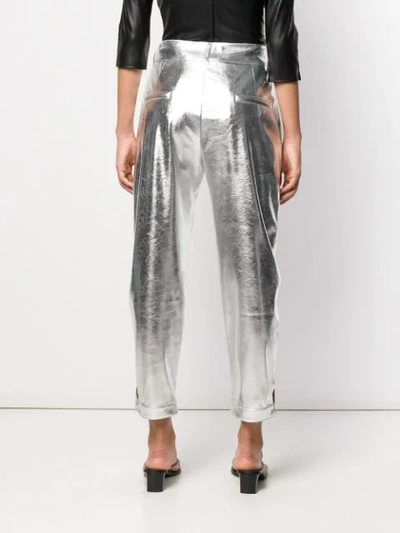 Shop Pinko Metallic Trousers In Silver