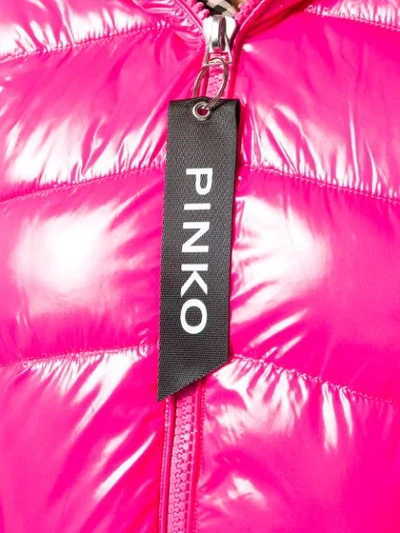 Shop Pinko   Padded Hooded Jacket In N17 Fuxia