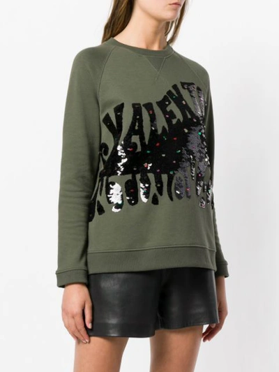 Shop Valentino Sequin Embellished Sweatshirt - Green