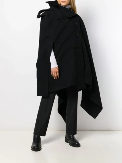 Shop Yohji Yamamoto Fatch Work Cloak Coat In Black