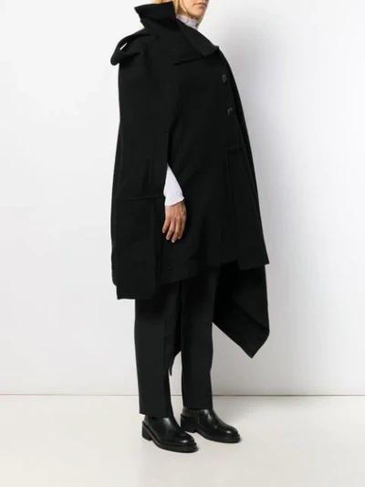 Shop Yohji Yamamoto Fatch Work Cloak Coat In Black