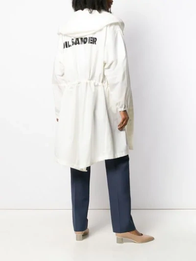 Shop Jil Sander Hooded Raincoat In White