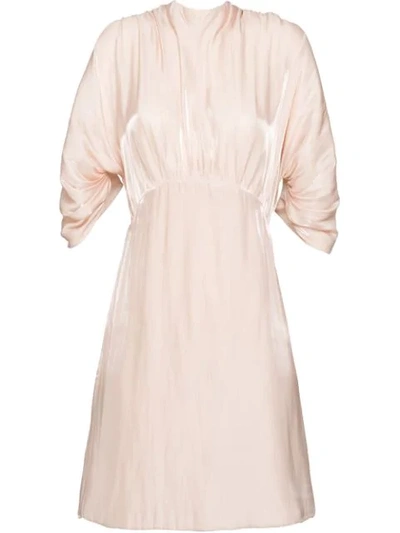 Shop Prada Short Charmeuse Dress In F0442 Petal Pink