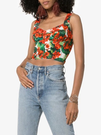 Shop Dolce & Gabbana Cady Geranium Bustier Top In White