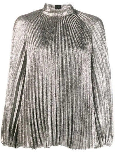 Shop Giambattista Valli Metallic Pleated Blouse In Silver