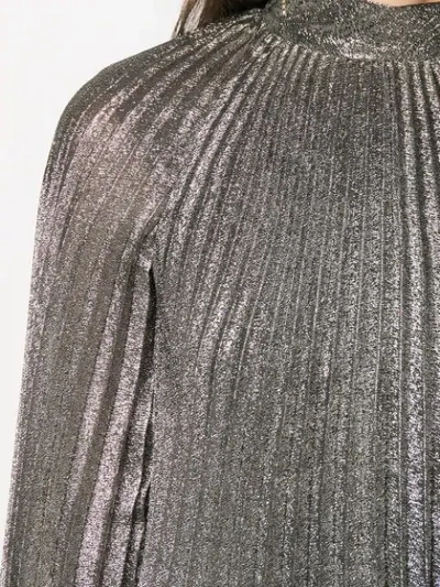 Shop Giambattista Valli Metallic Pleated Blouse In Silver