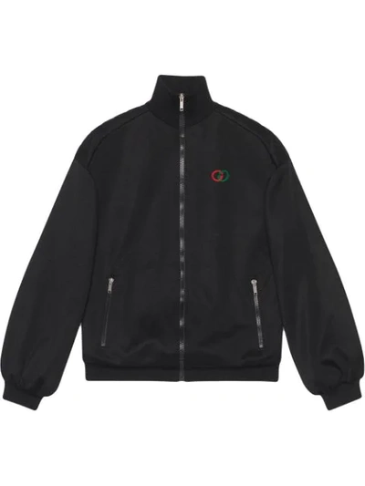 Shop Gucci Logo Zipped Sports Jacket In Black