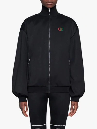 Shop Gucci Logo Zipped Sports Jacket In Black