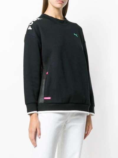 Puma Sheer Panel Sweatshirt - Black In Black