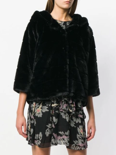 Shop Liu •jo Liu Jo Faux Fur Hooded Jacket - Black