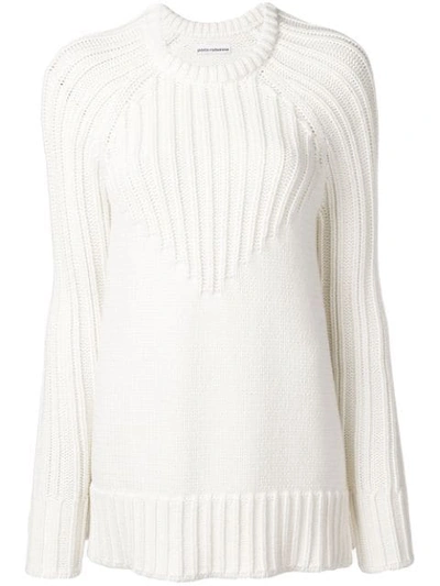 Shop Paco Rabanne Ribbed Design Sweater - White